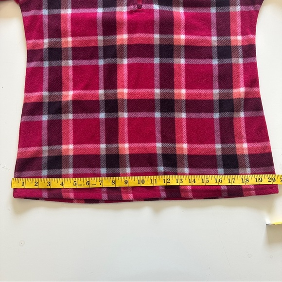 Eddie Bauer fleece 1/4 zip plaid pullover pink maroon SIZE Medium NWT - Picture 8 of 12